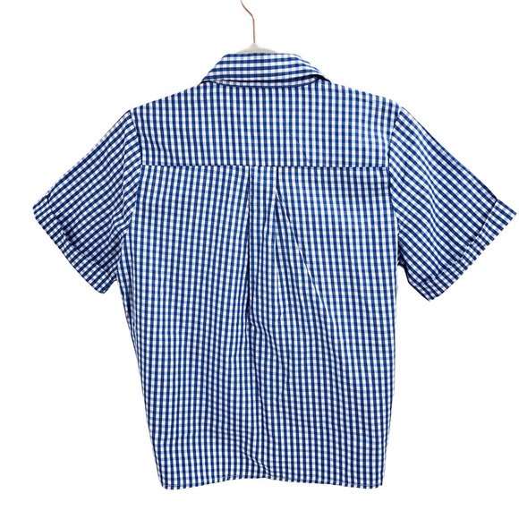 French Connection NEW Women Size Large Tatus Check Tie Front Shirt Short Sleeves - Picture 3 of 8